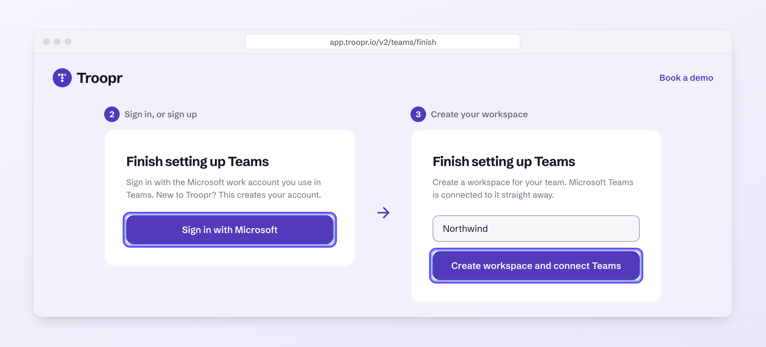 Finish setup on the web